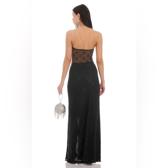 NEW - Lucy In the Sky Lace Cutout Strapless Maxi Dress in Black - Size Small - Picture 3 of 11